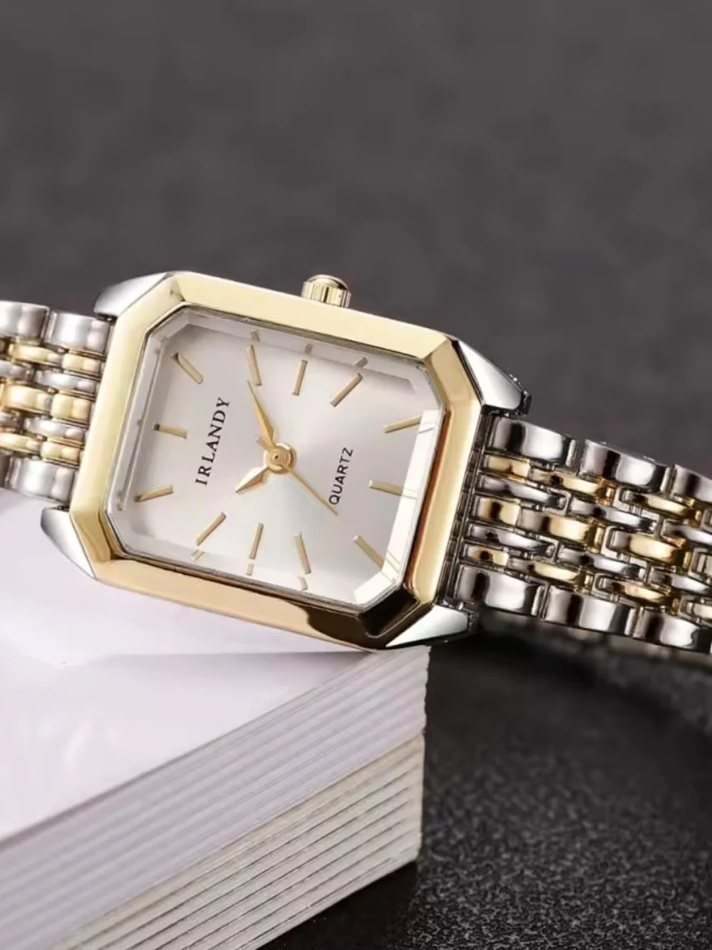 IRLANDY Two-Tone Rectangular Quartz Watch